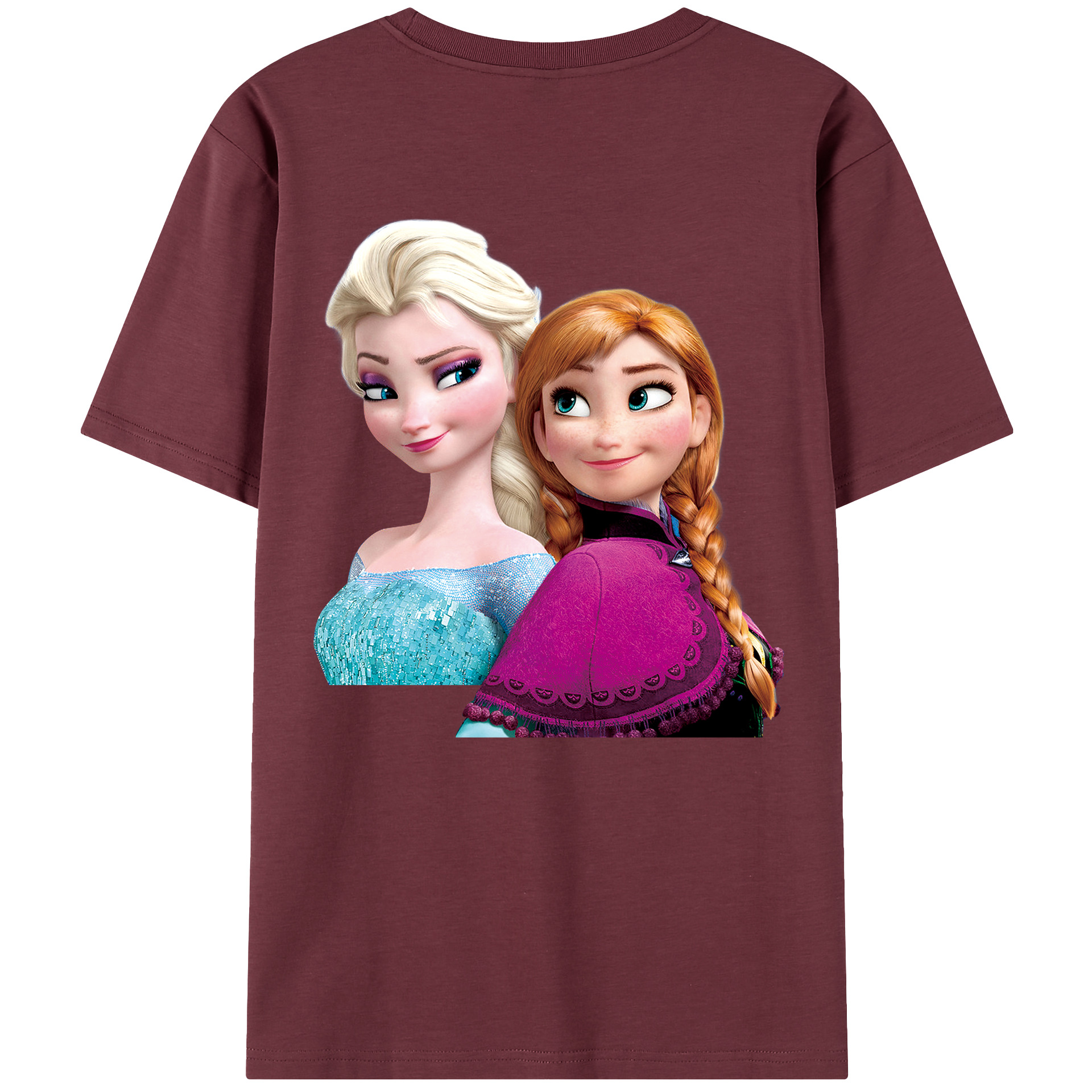（画像用） アナと雪の女王 アンナ エルサ Frozen Anna Elsa 綿100％半袖Tシャツ（背面プリント）
